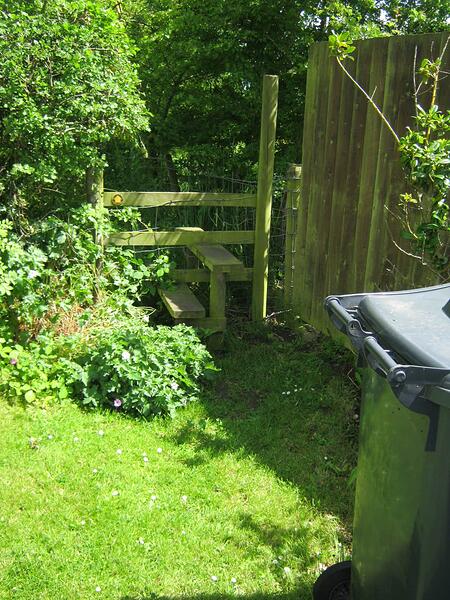 R1 Timber Double-Step Post & Rail Stile Into Field