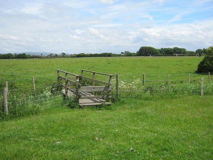 N1 Timber Footbridge With Rail Stiles Over Drainage In Field