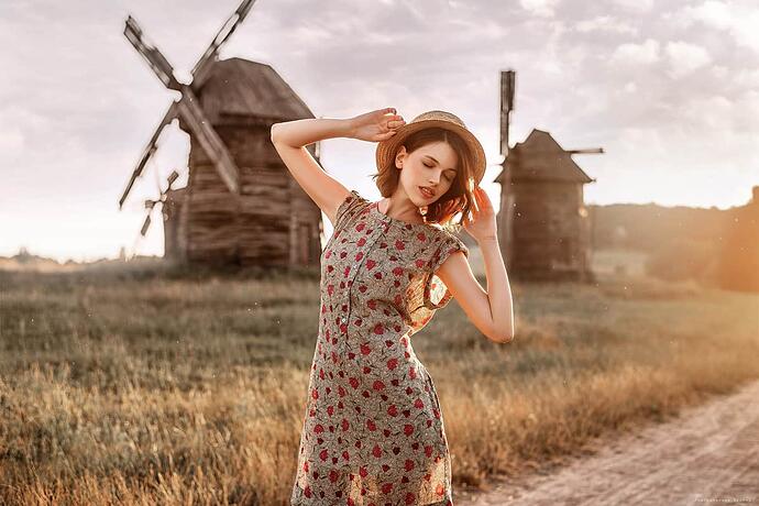 Dima-Begma-women-model-dress-women-outdoors-hat-windmill-sunlight-brunette-short-hair-depth-of-field-1761857-2775319479