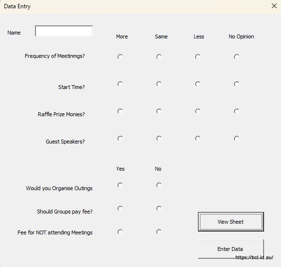 Survey Spreadsheet Form